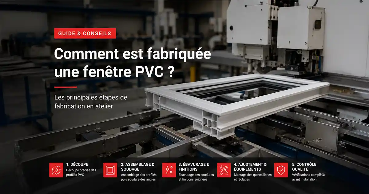 Étapes de fabrication d’une fenêtre PVC en atelier : découpe, assemblage, soudage et finitions des profilés PVC